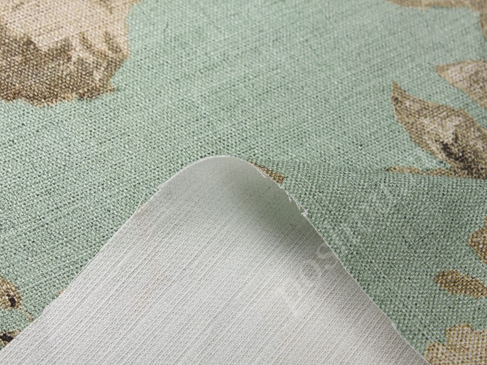 Льняная ткань с рисунком, цвет - бирюзовый