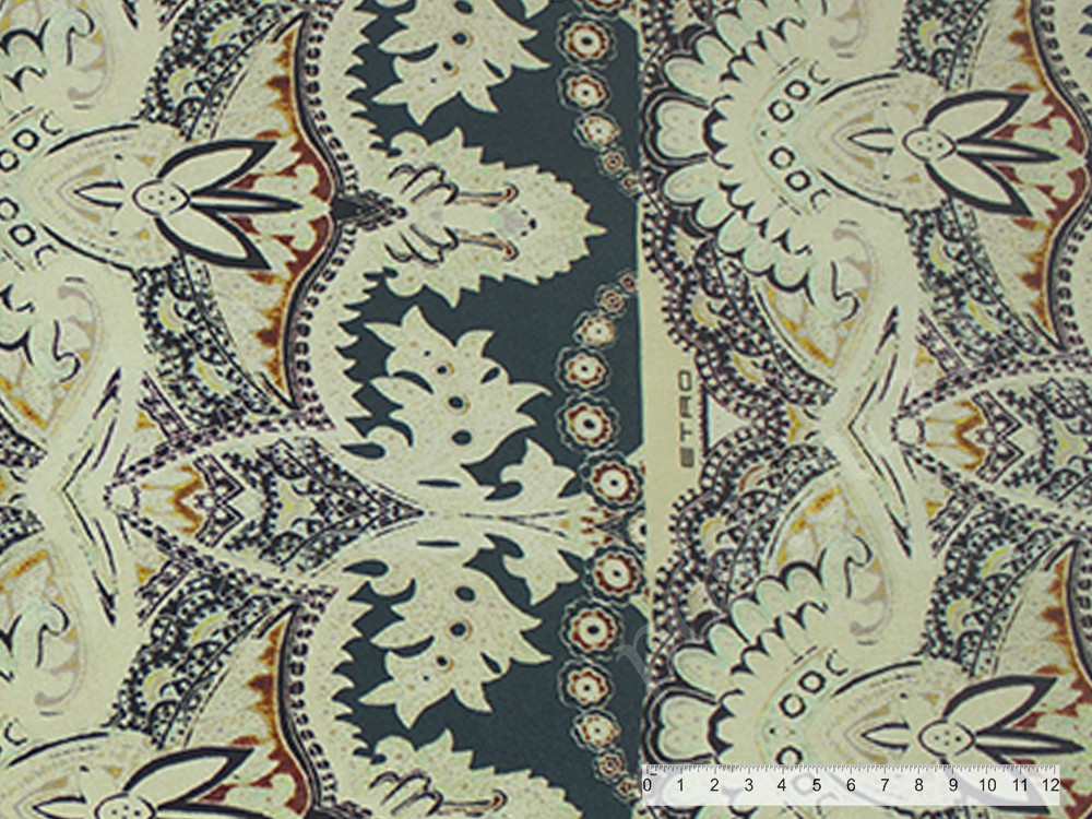 Натуральный шелк Etro с принтом, цвет - светло-оливковый