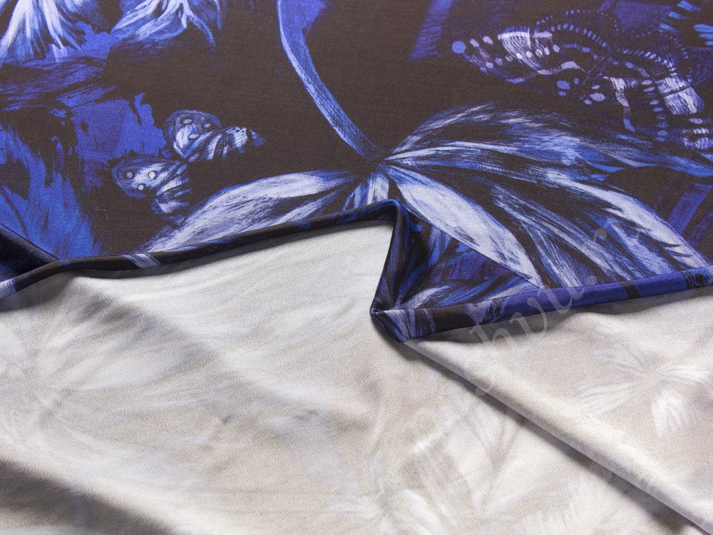 "Холодный" трикотаж Cavalli с рисунком, цвет - темно-синий