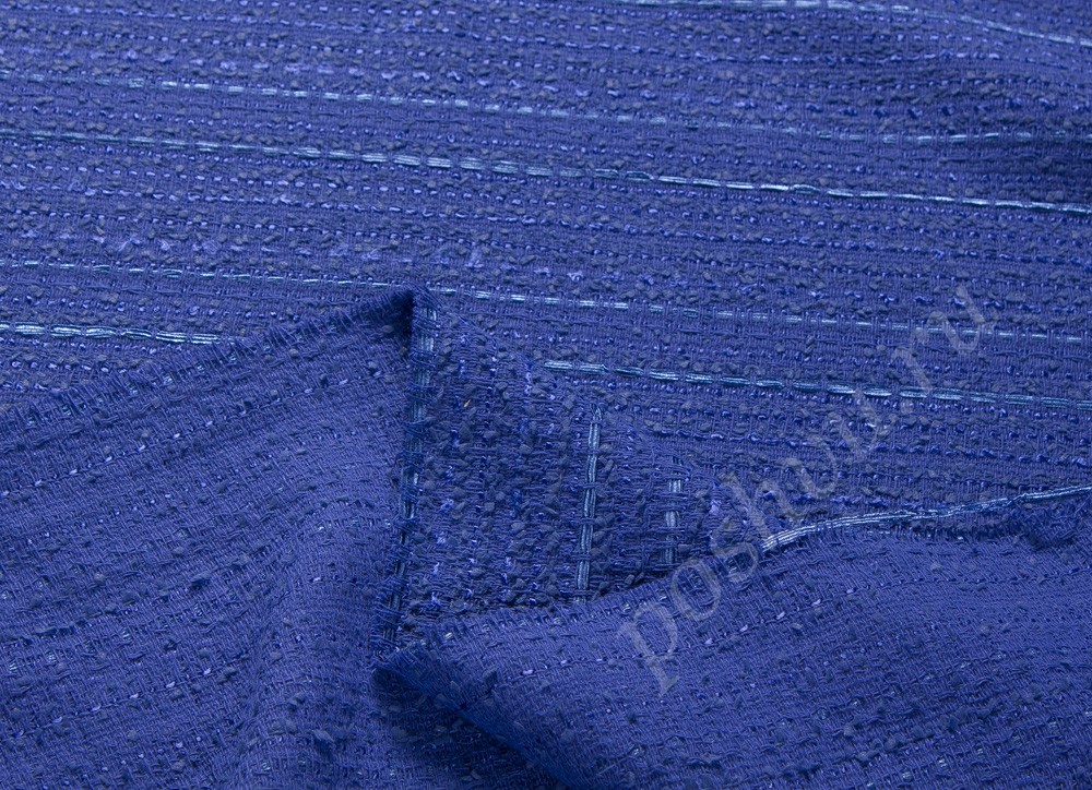 Ткань тип Шанель, цвет - синий в тонкую полоску