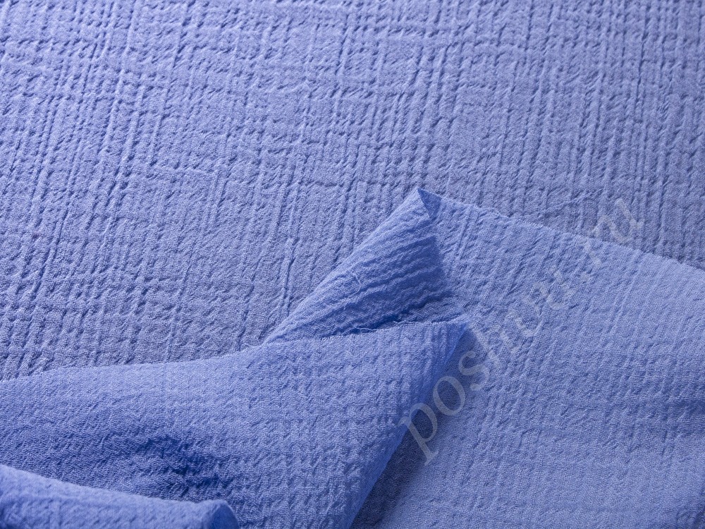 Шерстяная ткань креш, цвет - голубой