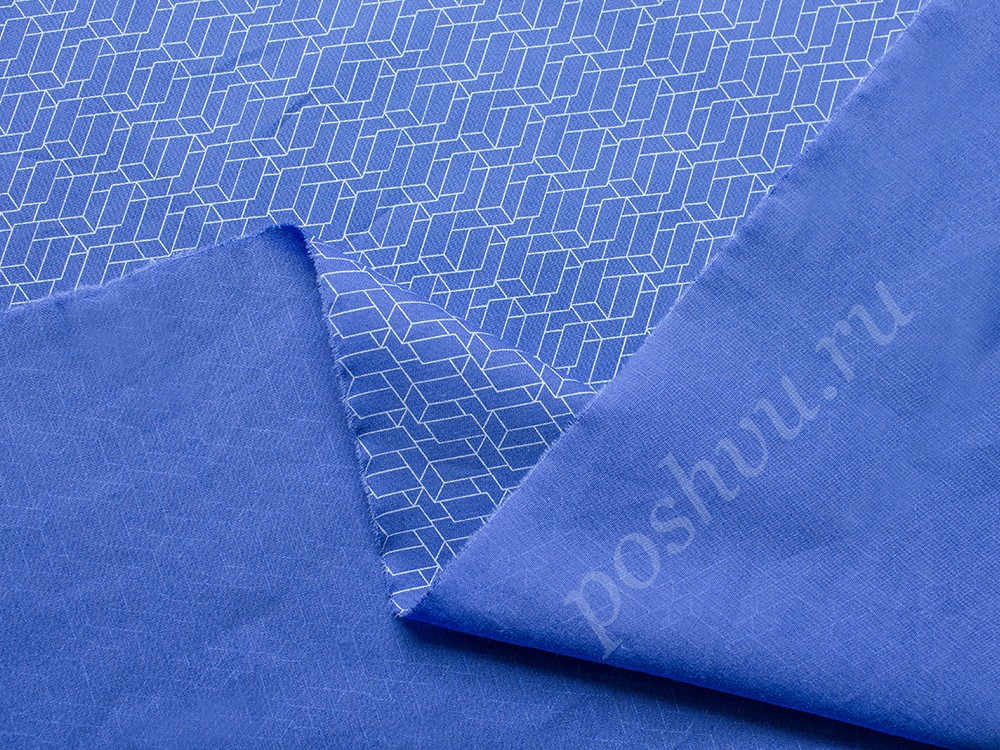 Хлопковая ткань и геометрическим принтом, цвет - голубой
