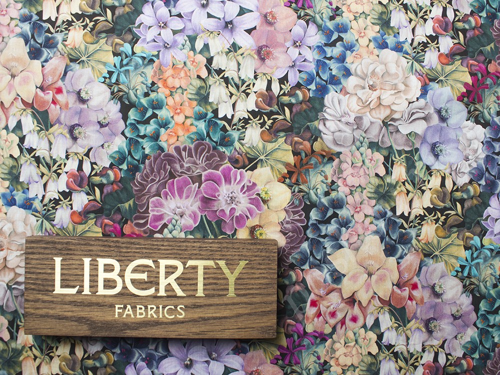 Хлопковая ткань Liberty с рисунком, цвет - изумрудный, синий, розовый, сиреневый, тиффани, лиловый