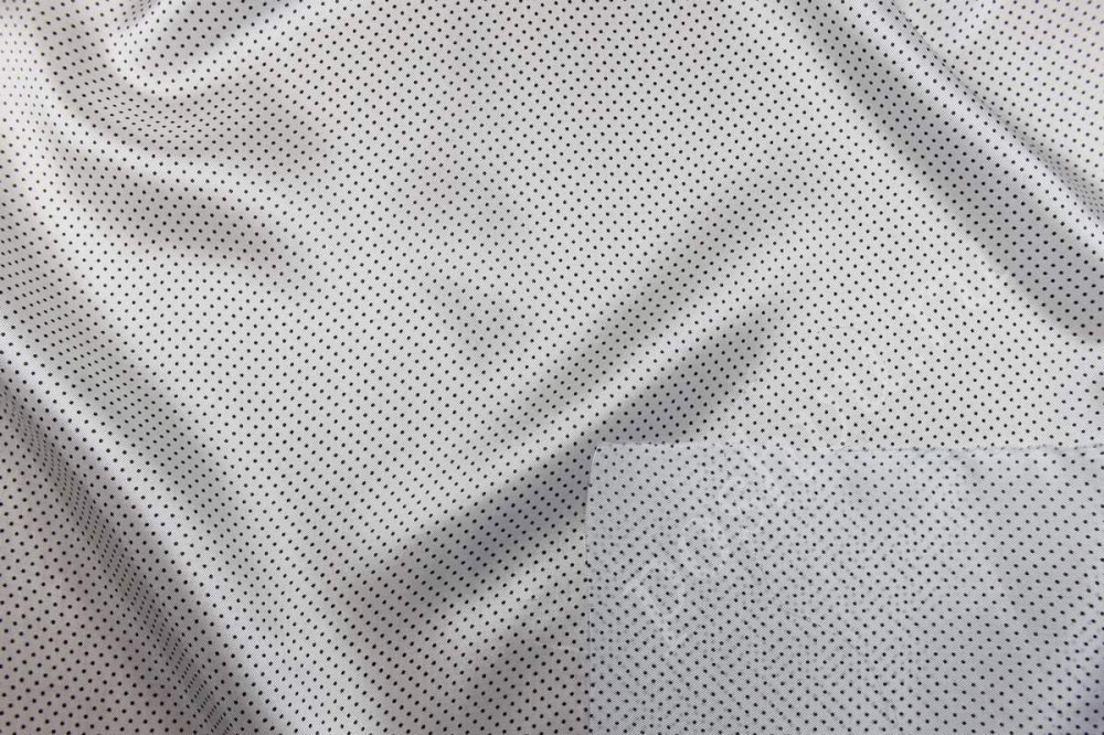 Подкладочная ткань мелкий серый горошек на белом поле