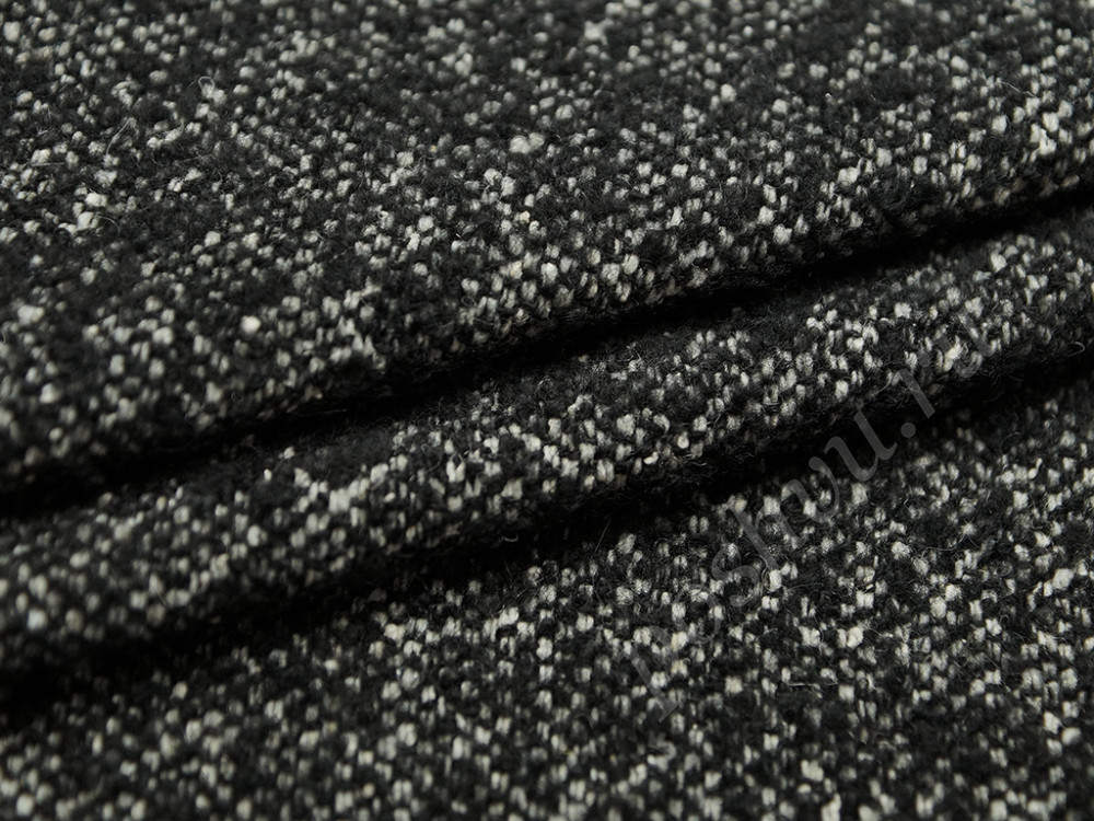 Меланжевая черная пальтовая ткань