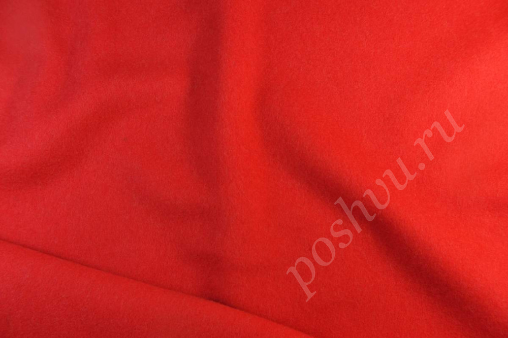 Ткань пальтовая маково-красного цвета