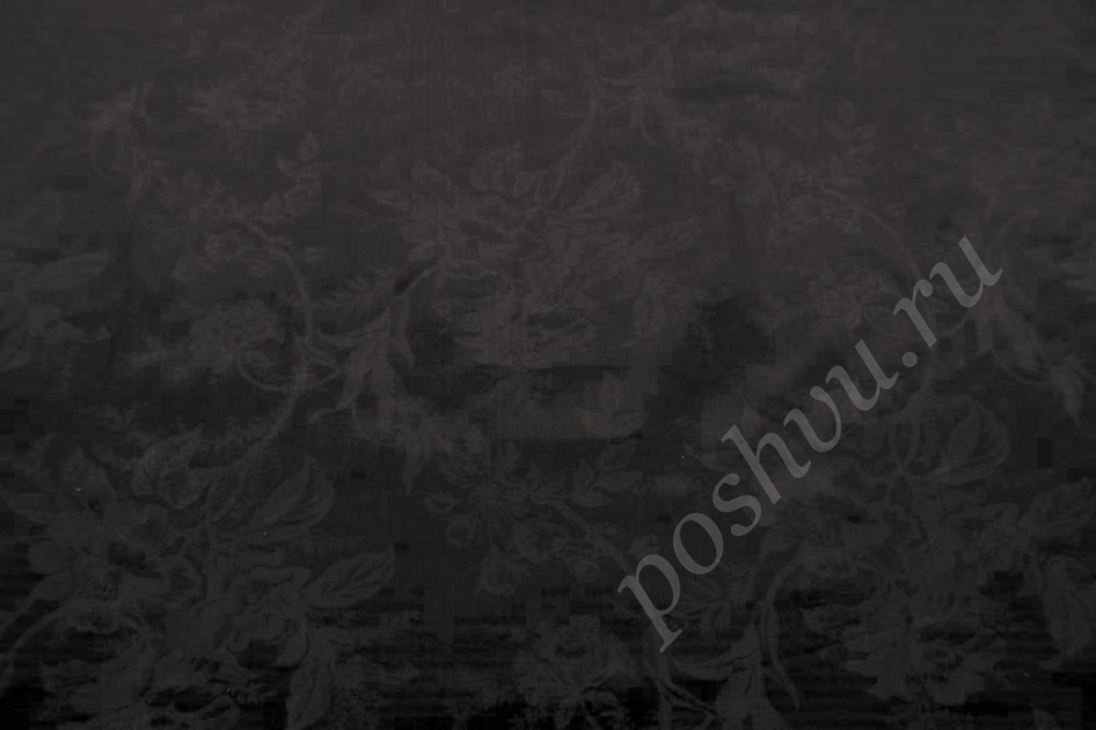 Бархат перламутрово-черного цвета с цветочным узором