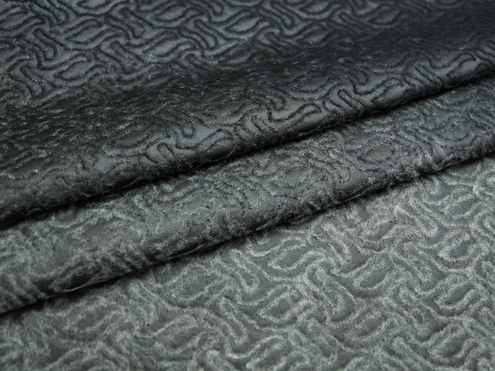 Ткань курточная купонная стеганая двухсторонняя (раппорт 1,3м) черного цвета