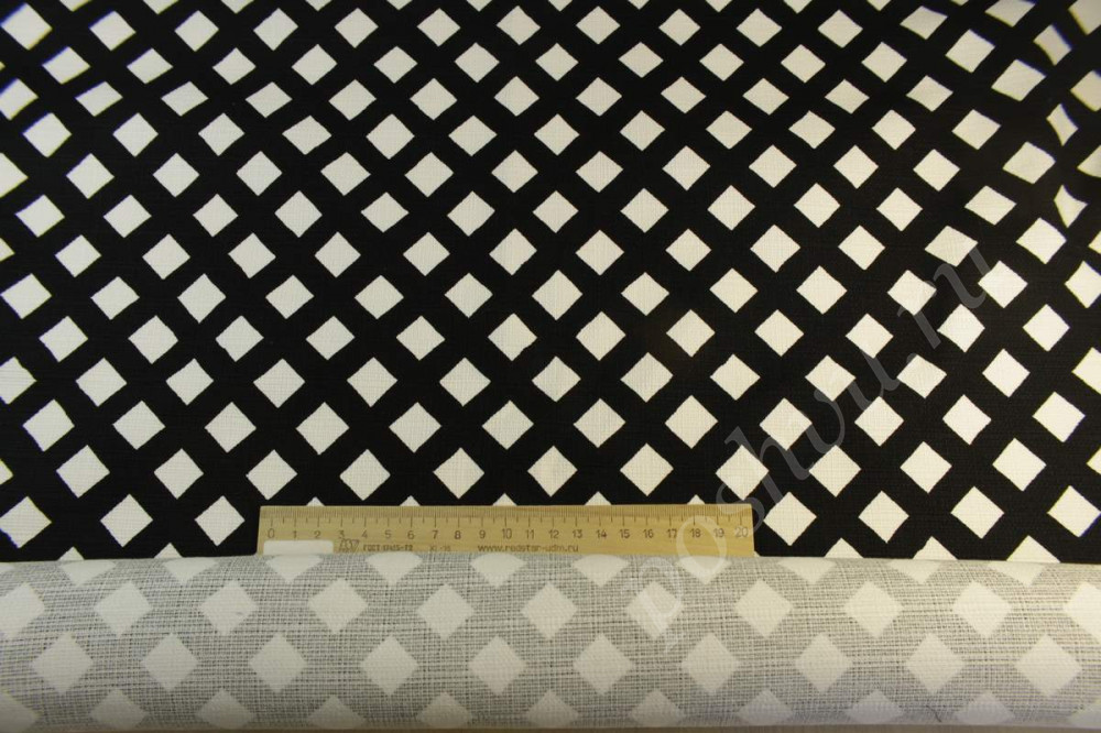 Хлопковая ткань черно-белая геометрия