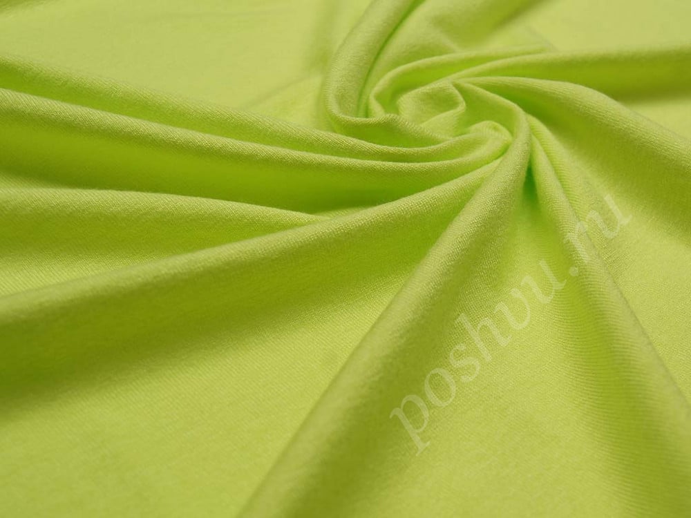 Трикотажная однотонная футболочная ткань цвета солнечный лайм (235г/м2)