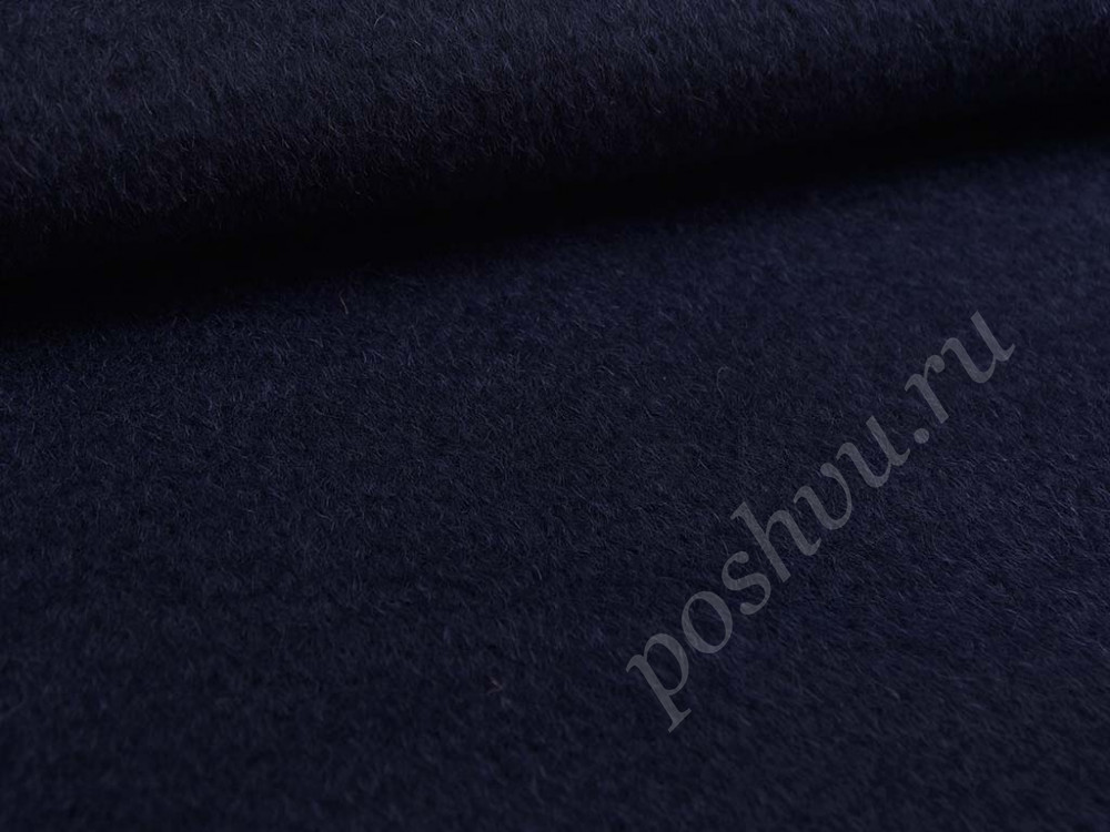 Ткань пальтовая шерстяная с ворсом цвета синего клематиса