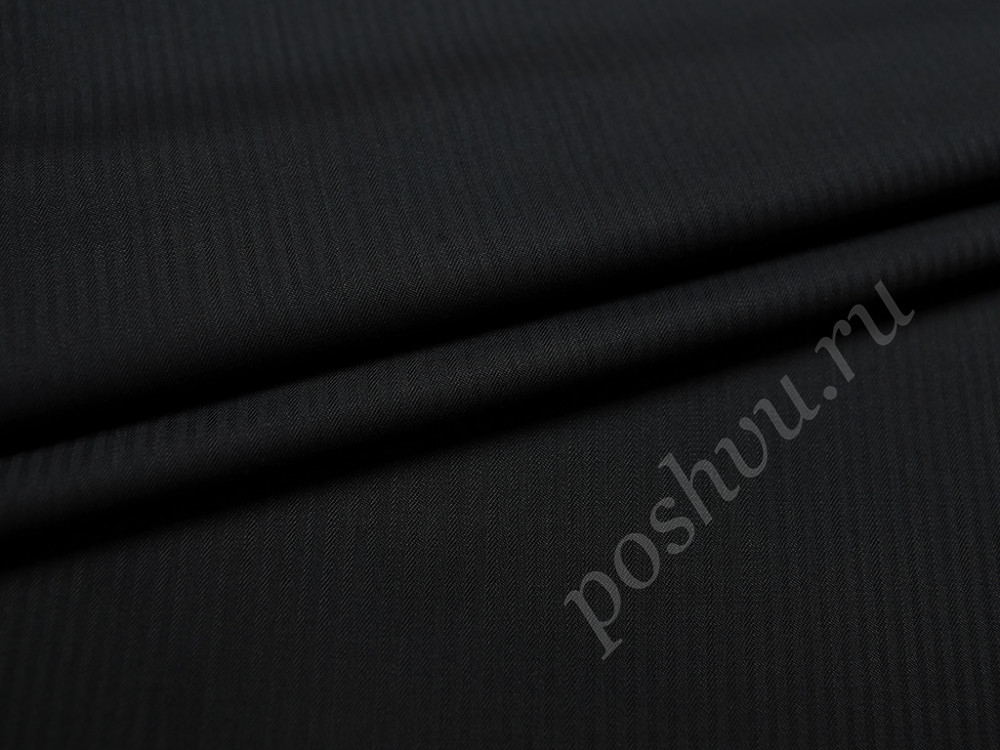 Классическая костюмная ткань черного цвета в полоску