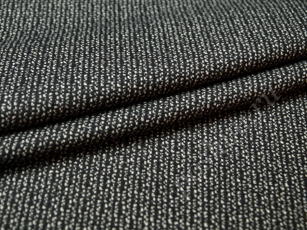 Пальтовая двухсторонняя ткань черно-белого цвета с меланжевым эффектом