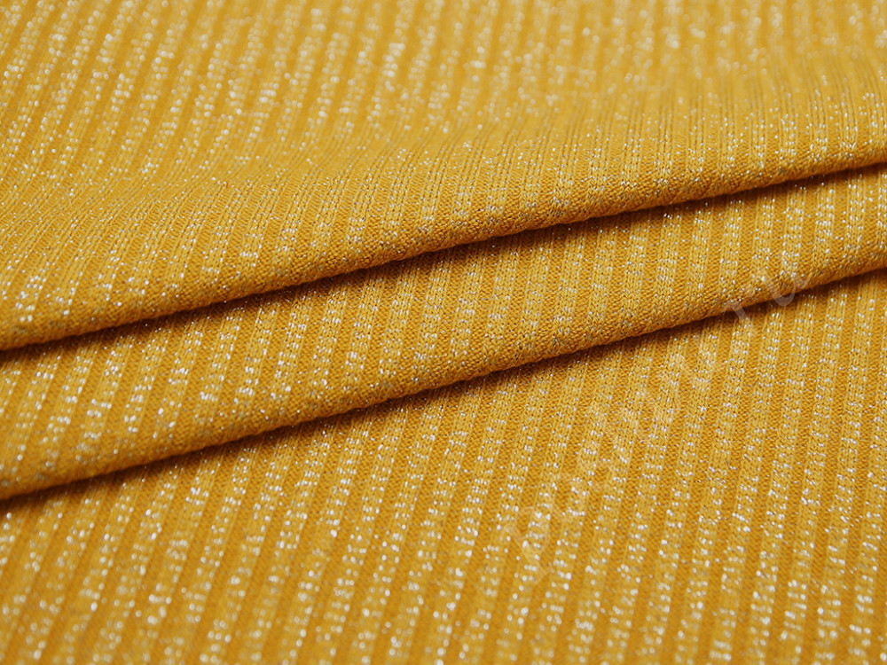 Трикотажная купонная ткань цвета золотой жезл с люрексом (310г/м2)