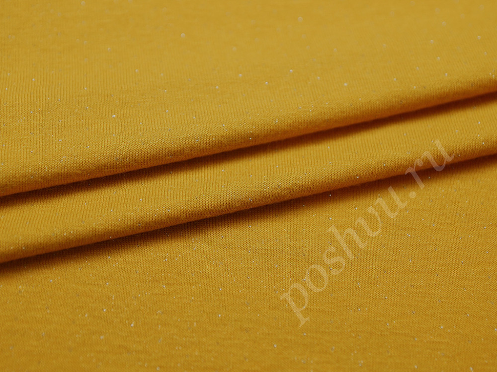 Трикотажная двухсторонняя ткань золотистого цвета с люрексом (215г/м2)