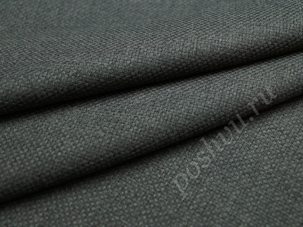Костюмная двухсторонняя ткань с крупным плетением темно-серого цвета (340г/м2)