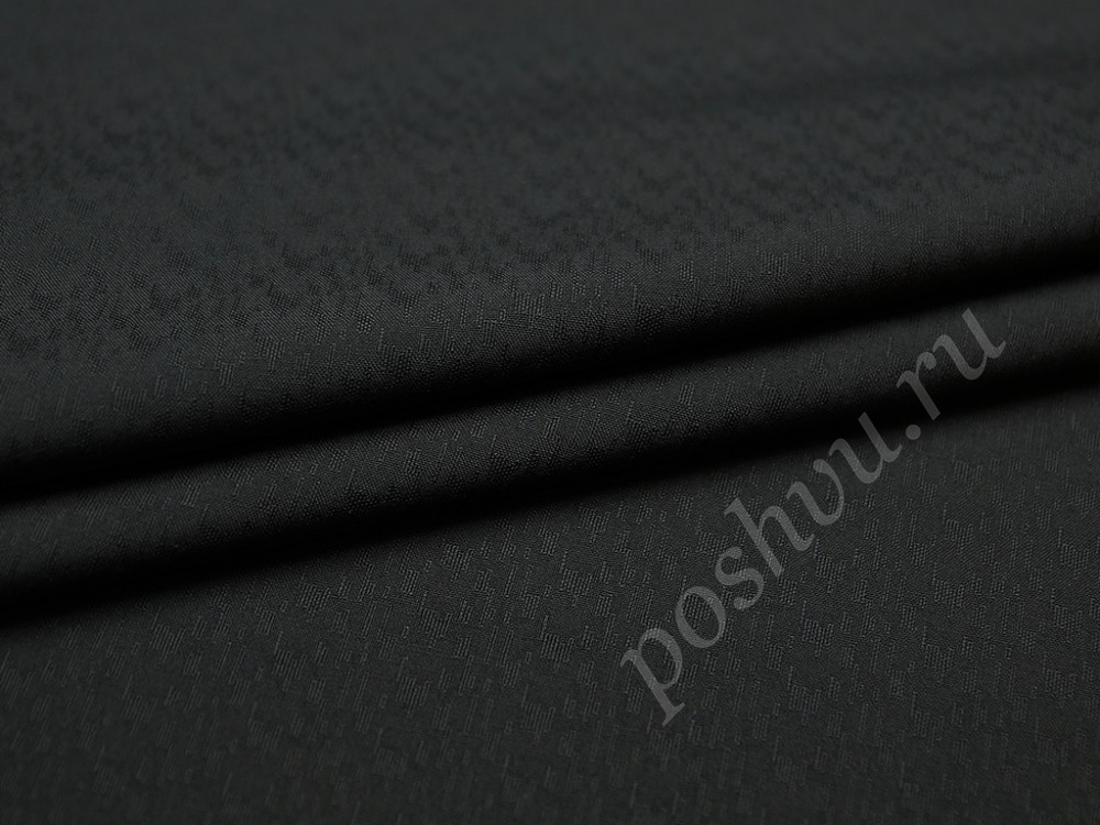 Костюмная ткань с текстурным плетением черного цвета (150 гр/м2)