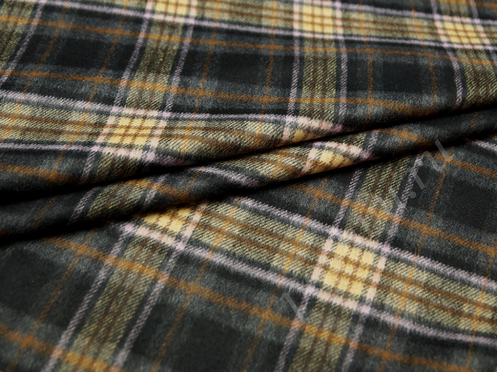 Прекрасная костюмная 2х сторонняя ткань в клетку тартан черно-коричневых тонах (260 гр/м2)