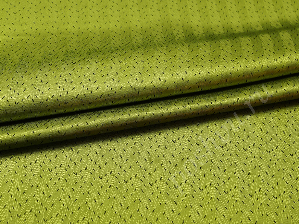 Жаккардовая шелковая подкладочная ткань в елочку, цвет зеленый лайм