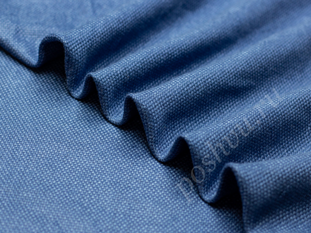 Двухстороння костюмная ткань крупного плетения, цвет синий