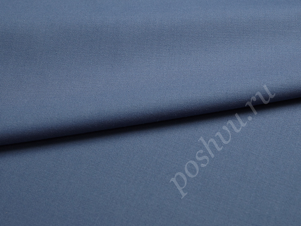 Костюмная двухсторонняя шерстяная ткань серо-синего цвета