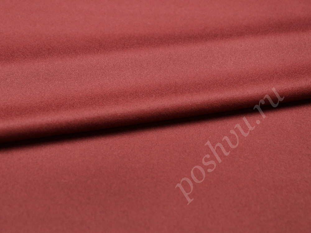 Пальтовая двухсторонняя ткань бордового цвета