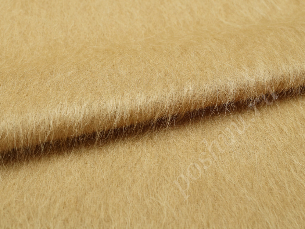 Пальтовая ткань с длинным ворсом, цвет карамели