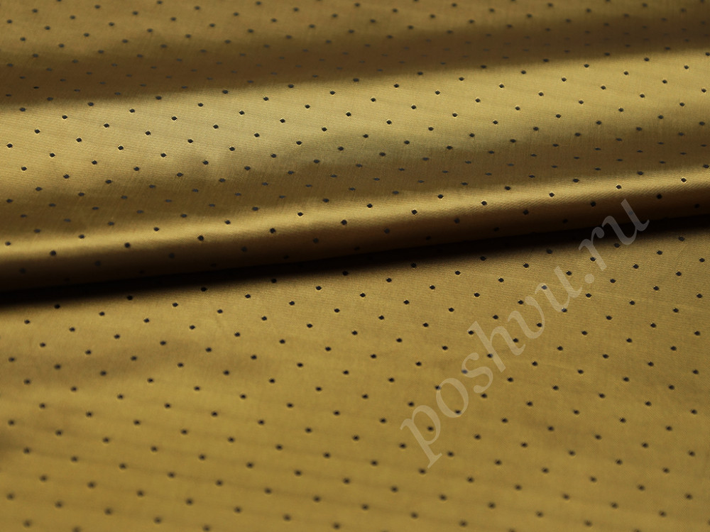 Ткань подкладочная жаккардовая бронзового цвета в горошек