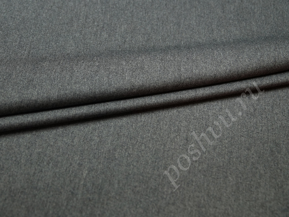 Костюмная 2х сторонняя шерстяная ткань цвет серый меланж