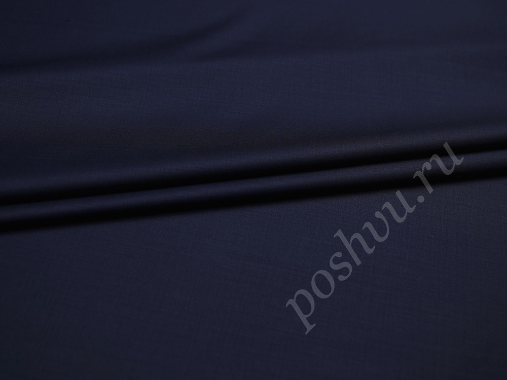 Костюмная двухсторонняя шерстяная ткань Jaguar темно-синего цвета