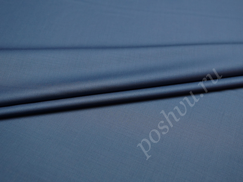 Костюмная двухсторонняя шерстяная ткань Jaguar серо-синего цвета