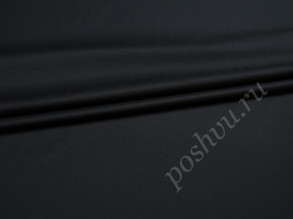Двухсторонняя шерстяная костюмная ткань "Jaguar" цвет матовый черный