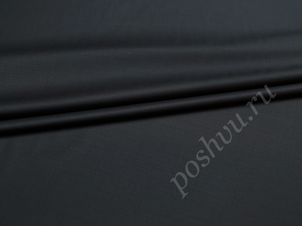 Костюмная двухсторонняя шерстяная ткань Jaguar графитово-черного цвета
