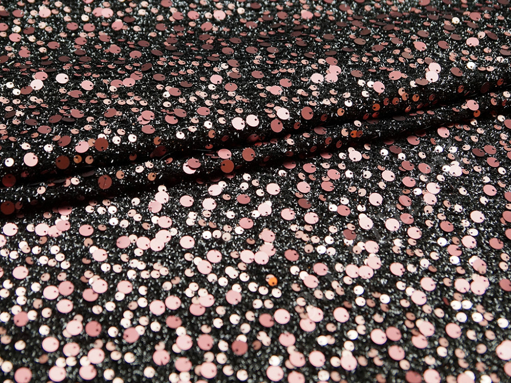 Ткань плательная с пайетками, мерцающий розовый