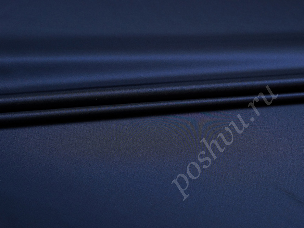 Костюмно-плательная двухсторонняя ткань мерцающего синего цвета