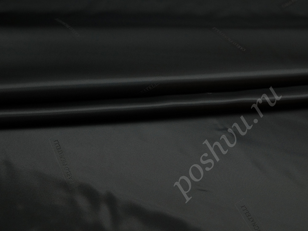 Подкладочная ткань черного цвета в диагональную полоску