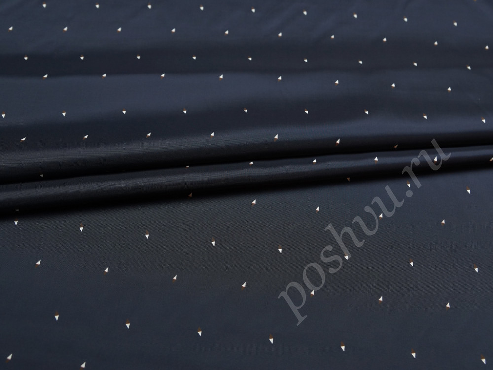 Подкладочная ткань с принтом "стрелки компаса" на темно-синем фоне