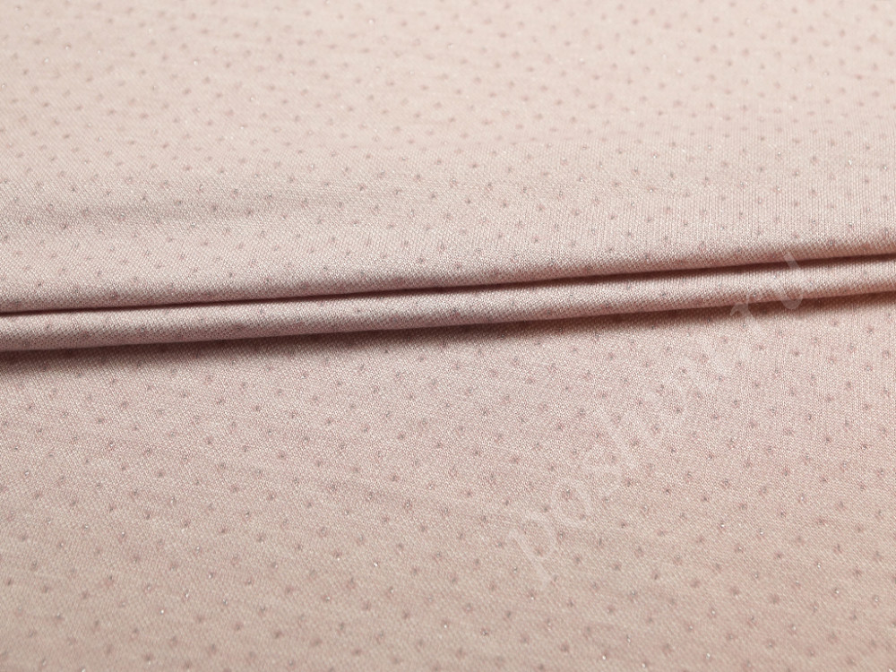 Пудрово-розовый трикотаж в мелкий горошек с люрексом