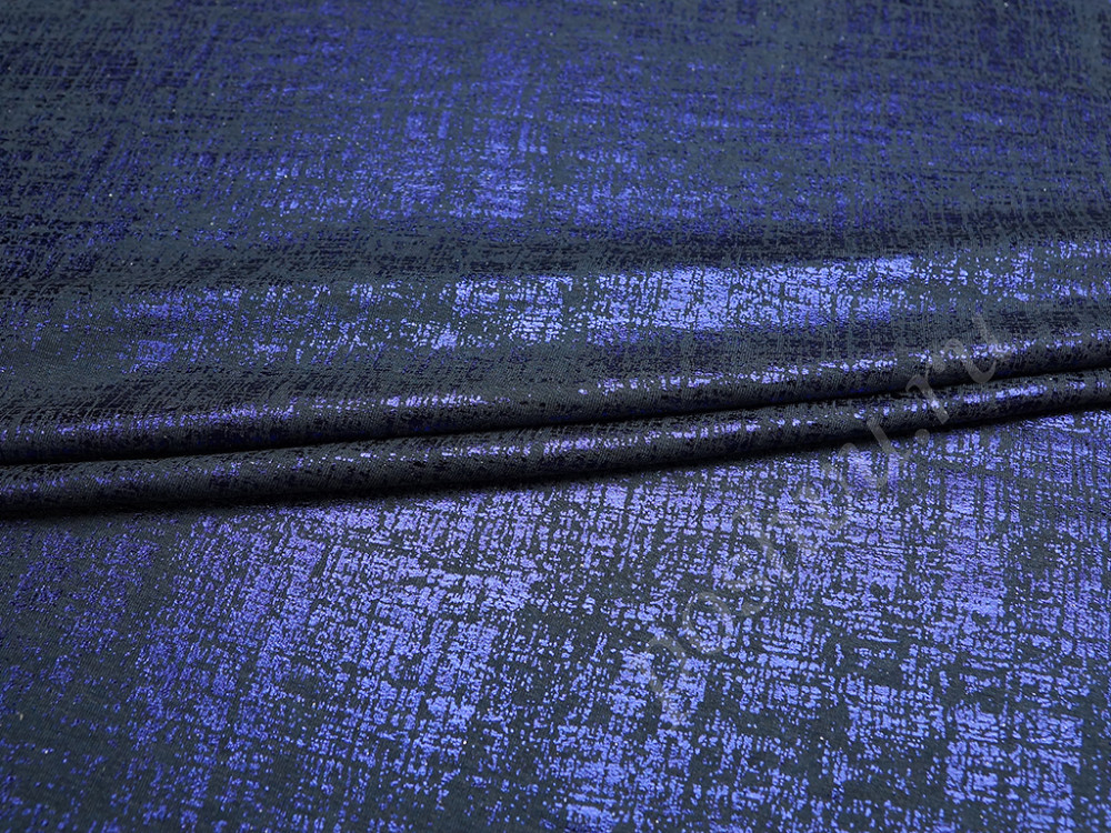 Футер двунитка петля синего цвета с мерцающим напылением