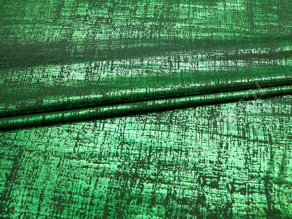 Футер двунитка петля зеленого цвета с мерцающим напылением