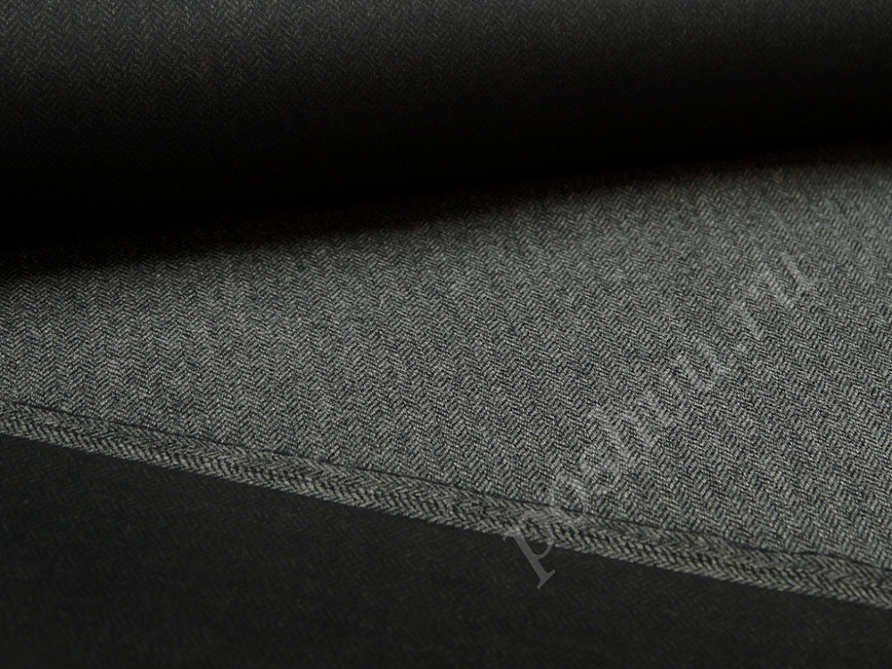 Дублированная пальтовая ткань, серо-черная елочка (270 гр/м2)