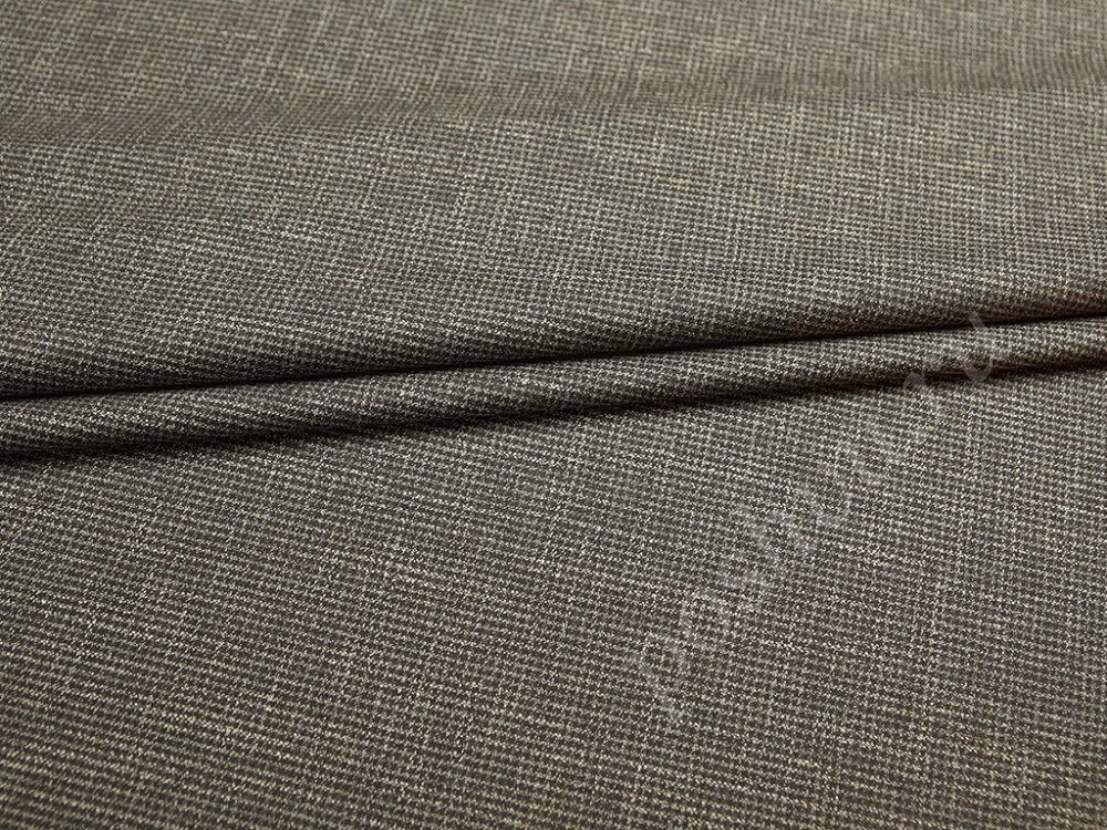 Двухсторонняя твидовая костюмная ткань, коричнево-бежевый цвет