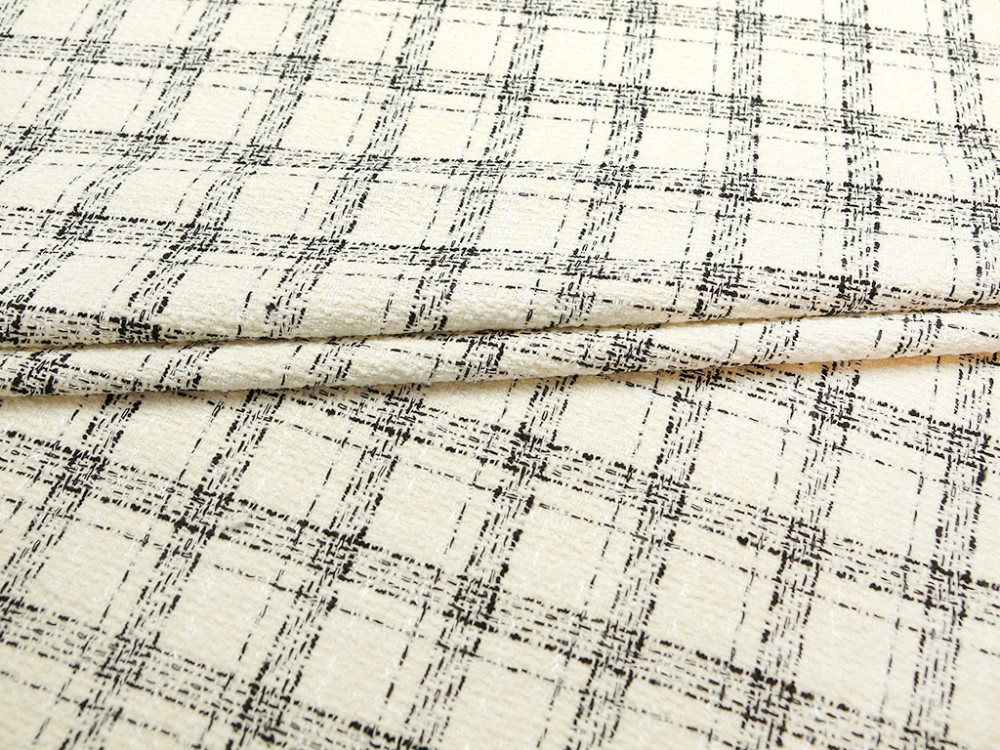Мерцающая двухсторонняя костюмная ткань в клетку, цвет бело-черный