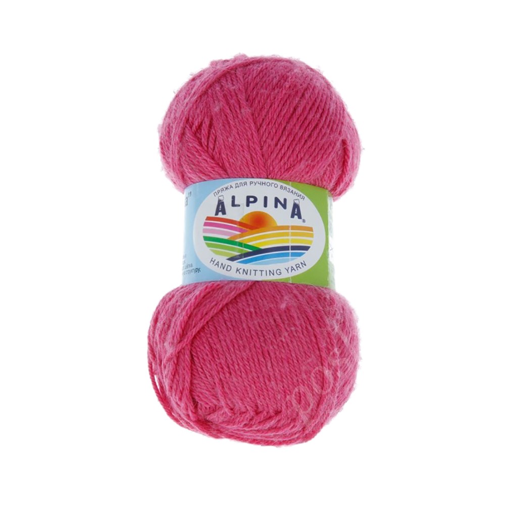Пряжа ALPINA "PAULA" 60% мериносовая шерсть, 20% натуральный шелк, 20% нейлон 50 гр. 175 м. №21 яр.розовый
