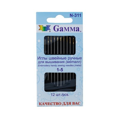 Иглы "Gamma" для вышивания №1-5 в конверте с прозрачным дисплеем 12 шт.