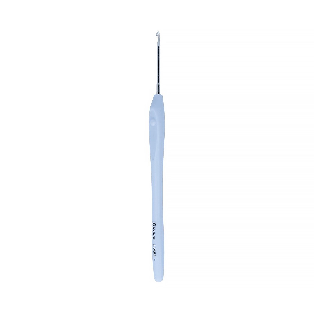 Крючок с прорезин. ручкой для вязания "Gamma" металл 16 см в блистере  d 3.00 мм