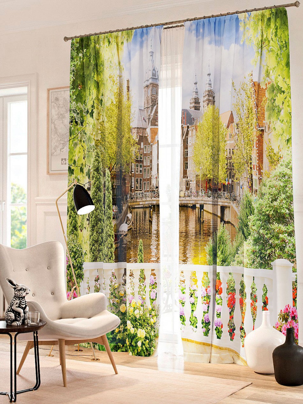 Комплект фотоштор Балкон с цветами
